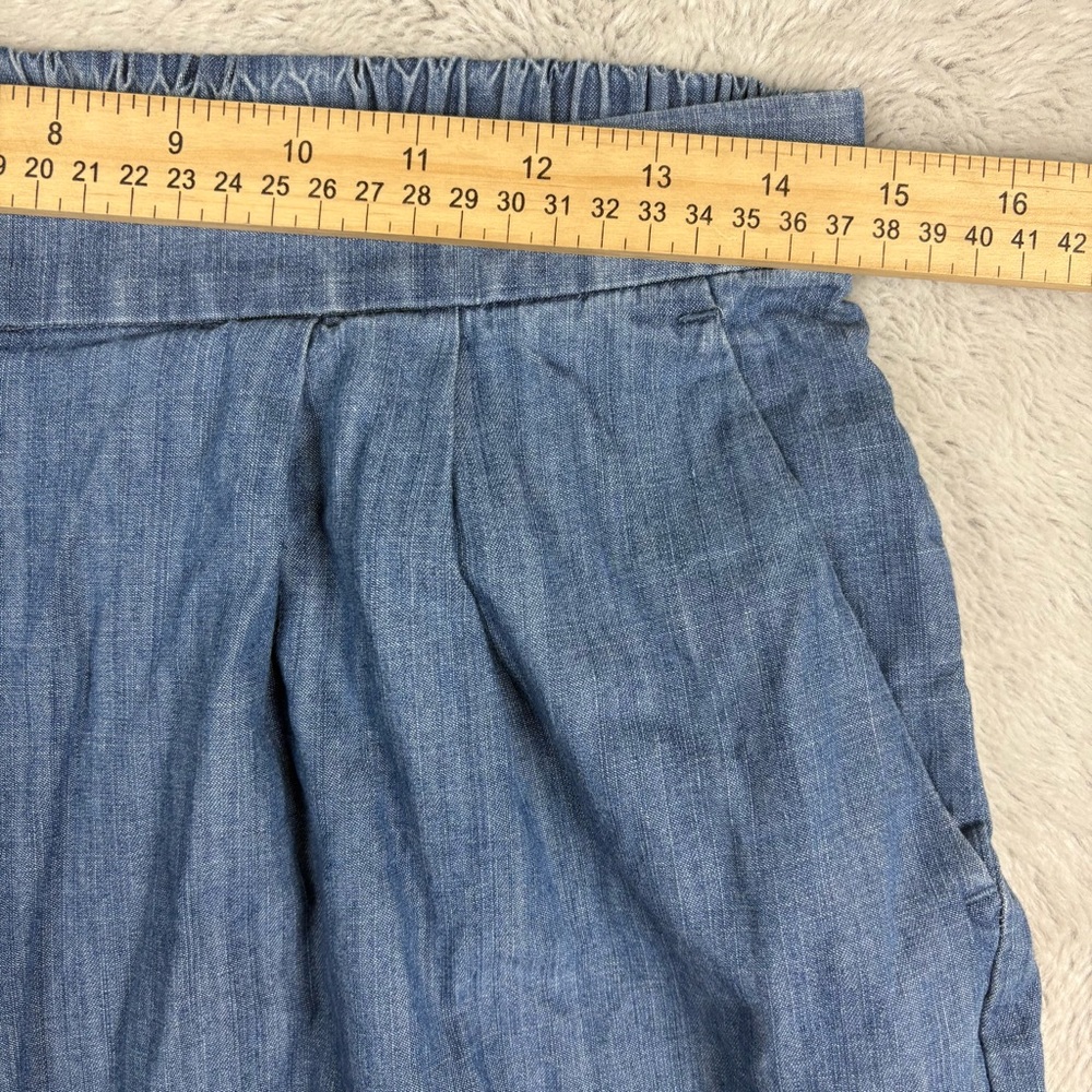 J. Crew Women Wide-Leg‎ Cropped Chambray Pants Pull On Coastal BeachyNautical 6P - Picture 7 of 11